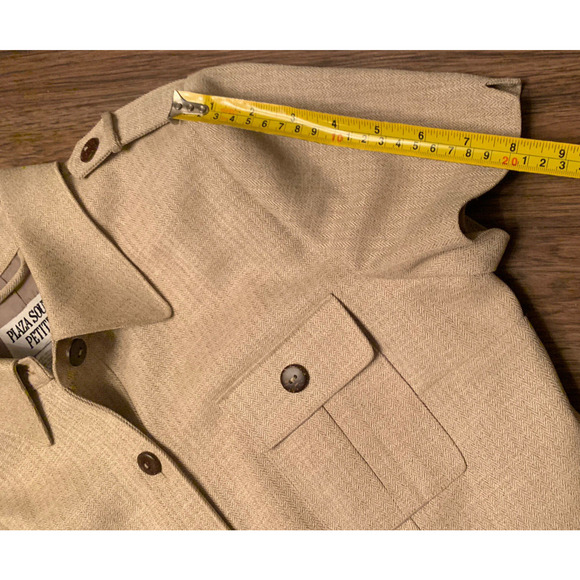 VINTAGE Plaza South Midi Dress Womens Petite 10P Beige Button Down Secretary - Picture 13 of 13